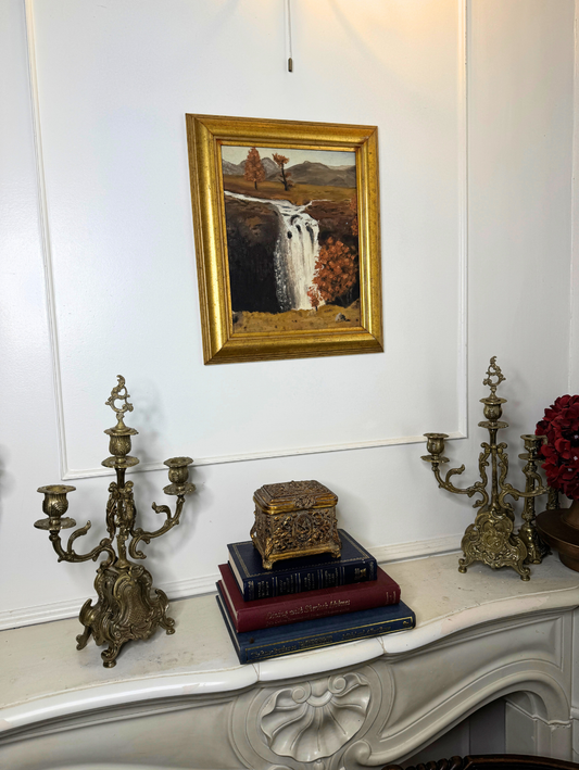 Golden Season – Vintage Autumn Oil Painting in Gilt Frame