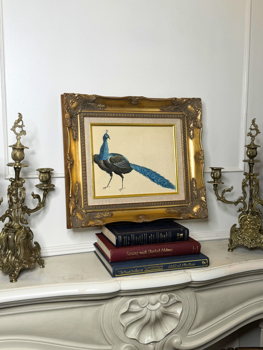 The Gilded Peacock – Vintage Oil Painting in Louis Frame