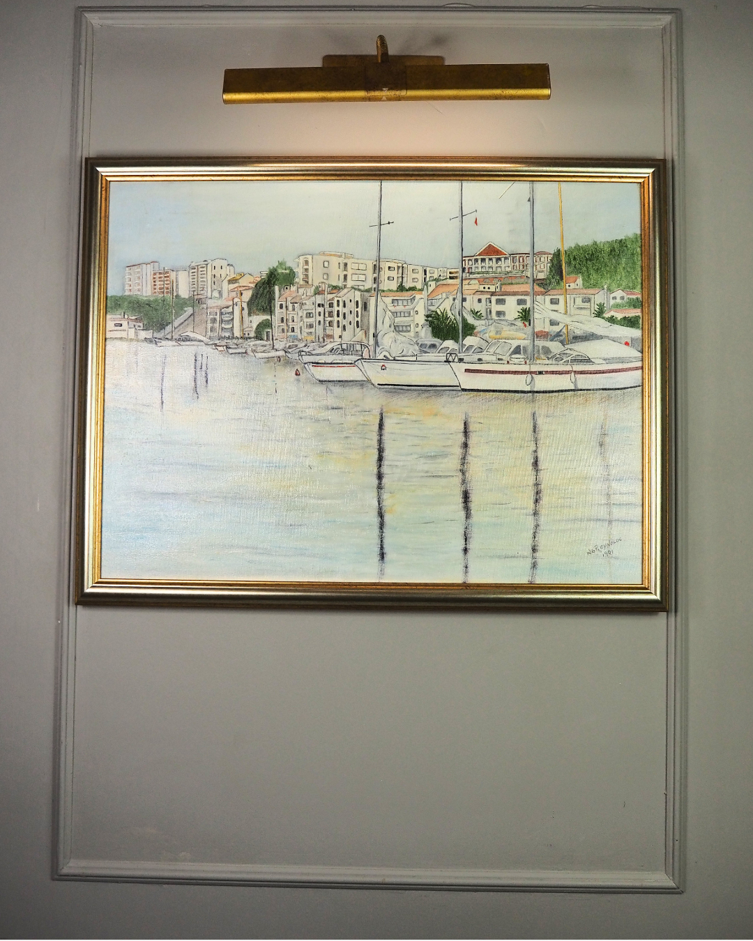 The Port of Menorca - Original Oil Painting by N.G. Reynolds