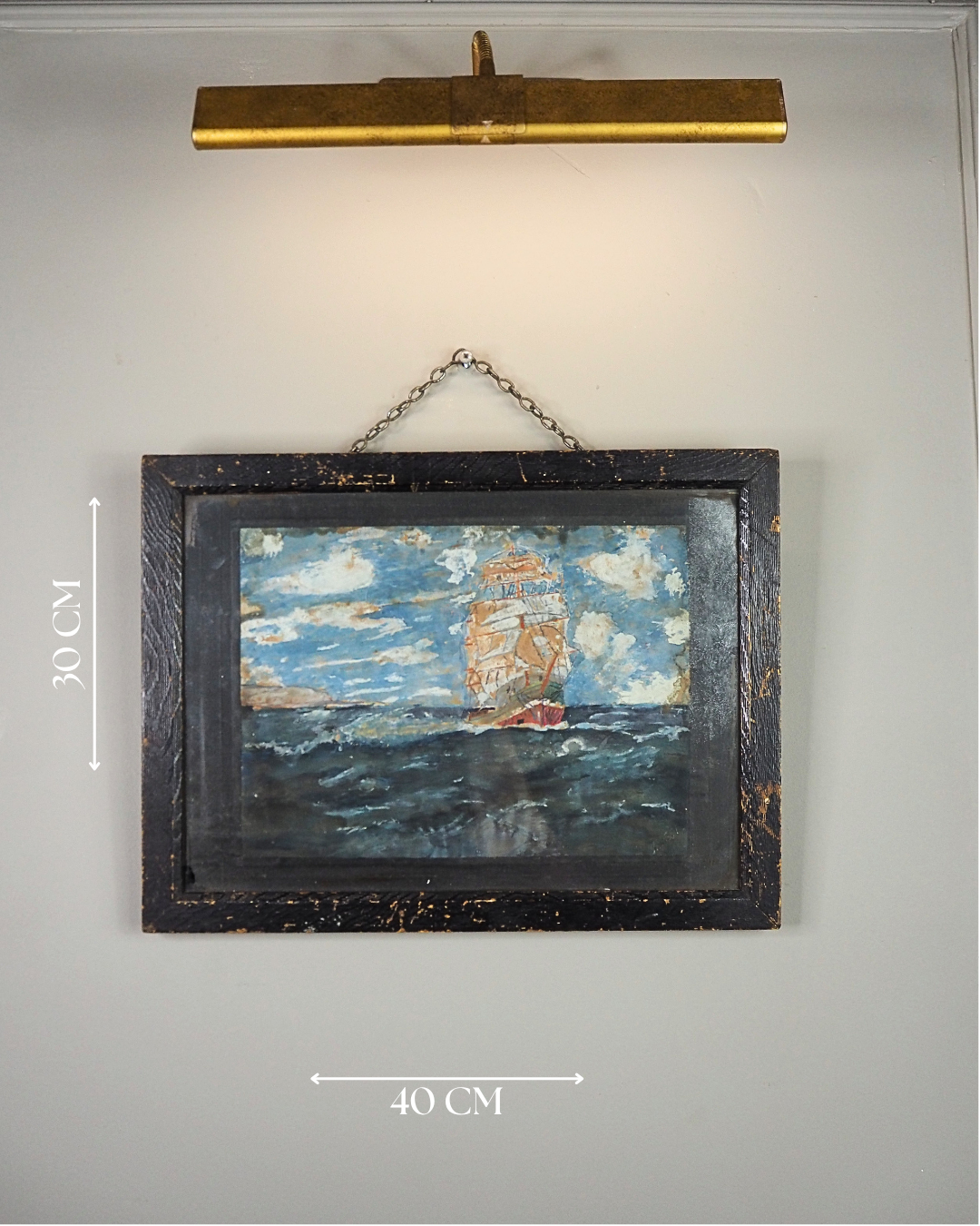 Rare Antique Maritime Oil Painting Signed J. Wells -19th Century Sailing Ship Artwork