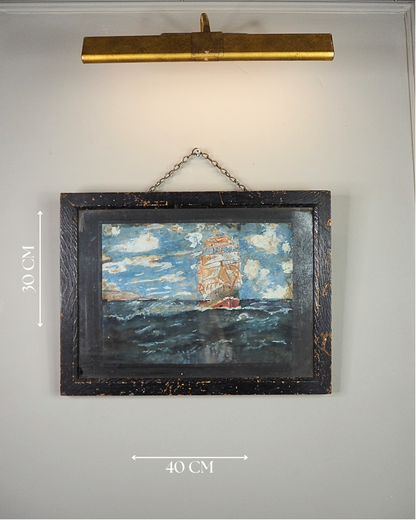 Rare Antique Maritime Oil Painting Signed J. Wells -19th Century Sailing Ship Artwork