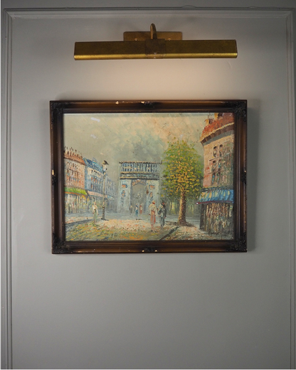 Midcentury Impressionist Paris Street Scene Oil Painting in ornate wooden frame