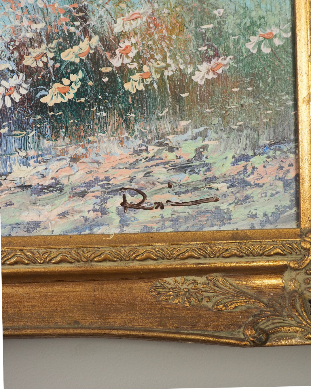 Vintage 1970s French Impressionist Style Oil Painting - Ladies at the Beach