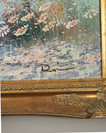 Vintage 1970s French Impressionist Style Oil Painting - Ladies at the Beach