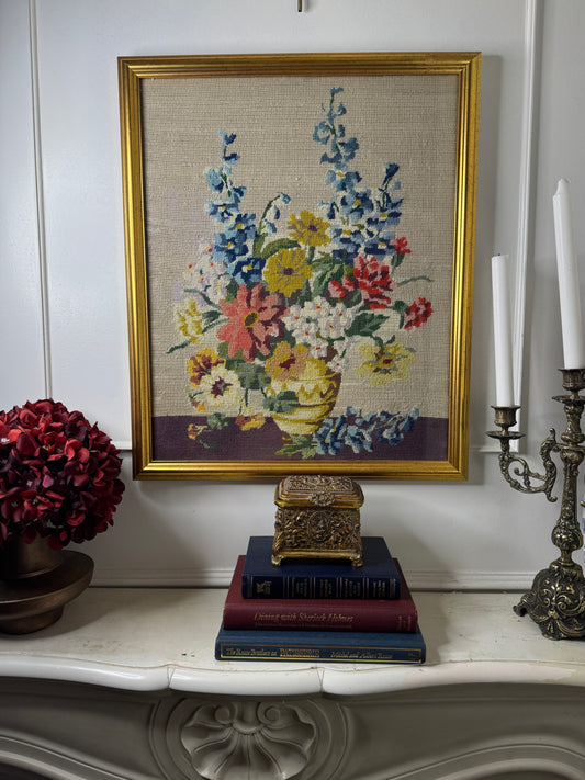 The Heirloom Stitch – Framed Floral Needlework Masterpiece