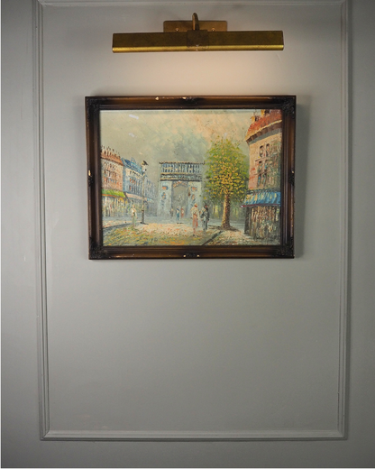Midcentury Impressionist Paris Street Scene Oil Painting in ornate wooden frame