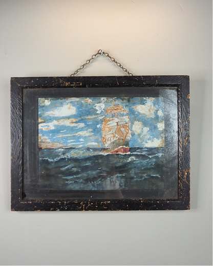 Rare Antique Maritime Oil Painting Signed J. Wells -19th Century Sailing Ship Artwork
