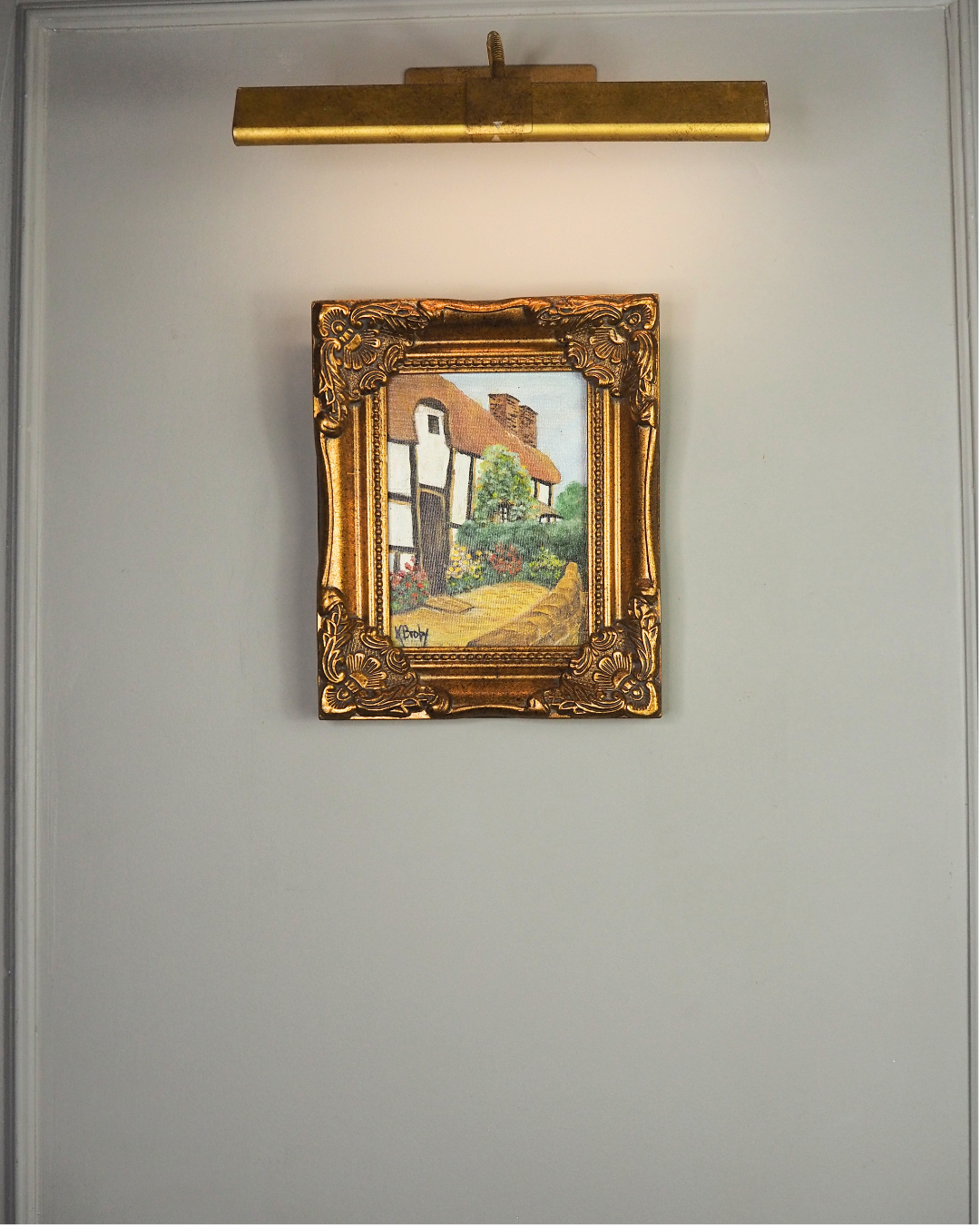 Vintage Small Cottage Oil Painting Signed K. Broby