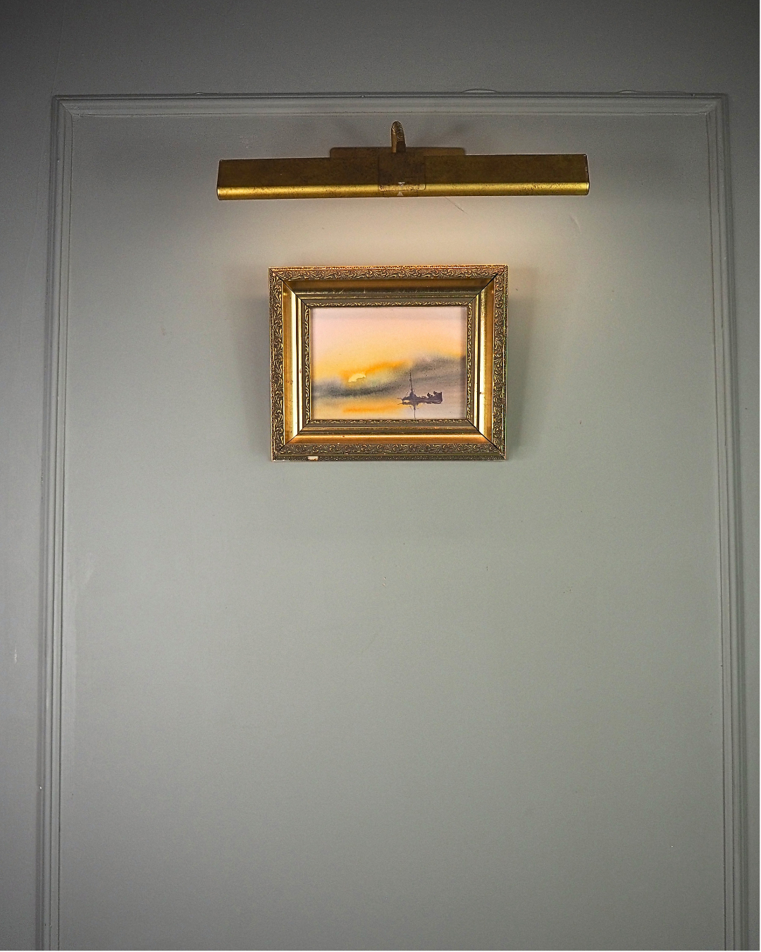 Golden Voyage- Small Vintage Watercolour Painting in Gold Gilt Frame