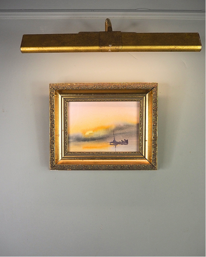 Golden Voyage- Small Vintage Watercolour Painting in Gold Gilt Frame