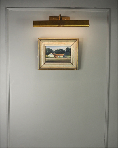 Early 20th Century Rural Countryside Landscape Oil Painting in White Frame