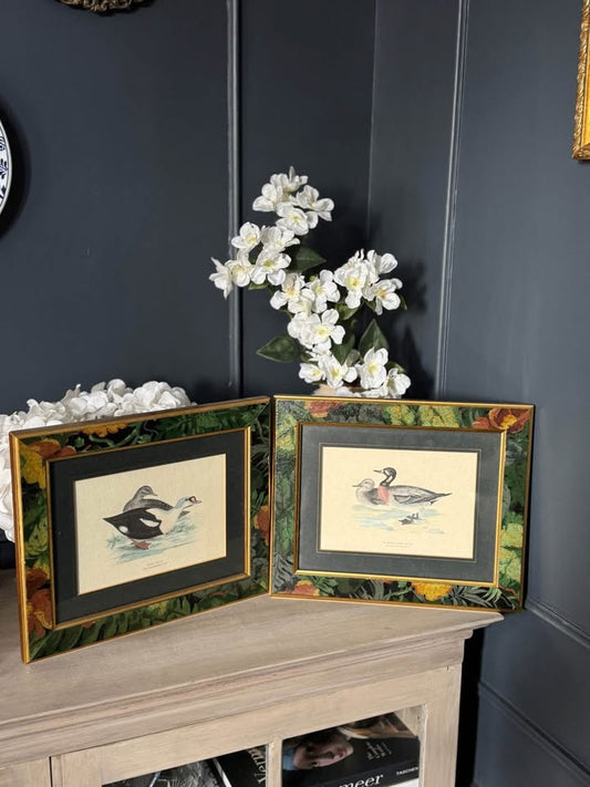 Vintage Duck Artwork Set in a unique frame -Pair