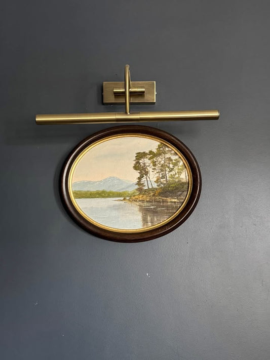 Vintage Original Signed Oil Painting by Tom Holland in Oval Wooden Frame