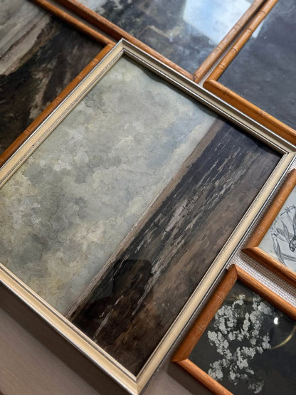 Vintage Styled Gallery Wall Set with Prints + Mix of Bamboo & White Frames ( x 10 )