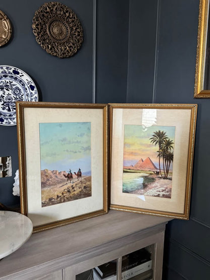 Saffron & Sandstone – Framed Egypt Watercolour Duo