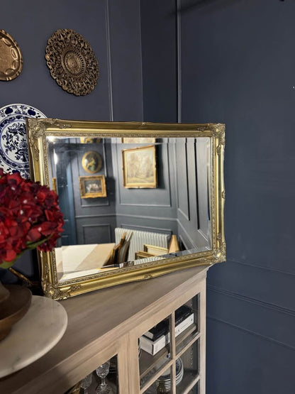 Vintage French Styled Bevelled Gold Mirror in Sorelle Frame