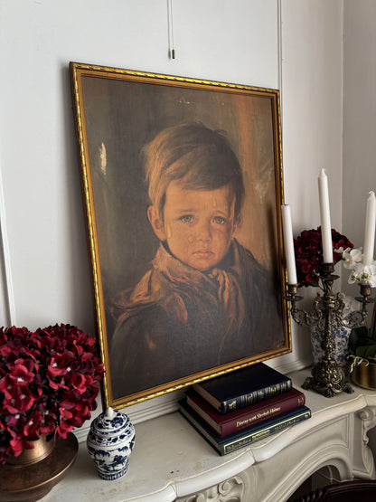 The Silent Tear - Vintage Textured Print in a Gold Gilt Frame
