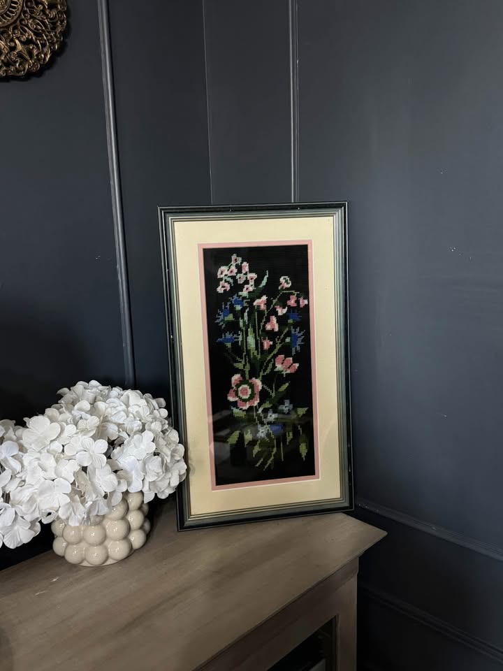 Hand-Stitched Vintage Flower Embroidery