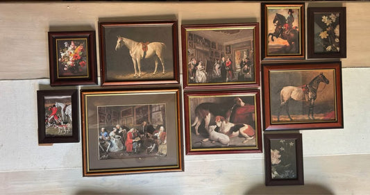 Vintage Victorian Themed Gallery Wall Set : Prints + Mix of Mahogany Frames ( x10 )