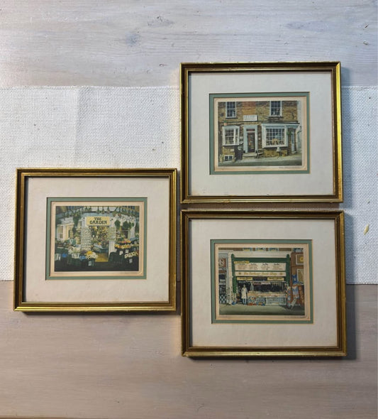 Vintage Authentic Signed Watercolour Print By Alan Percy Walker Set ( x 3 )
