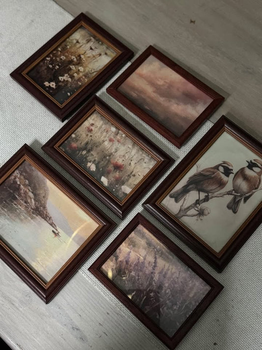 Vintage Inspired Small Gallery Wall Set with Mix of Wooden Frames ( x 6 )