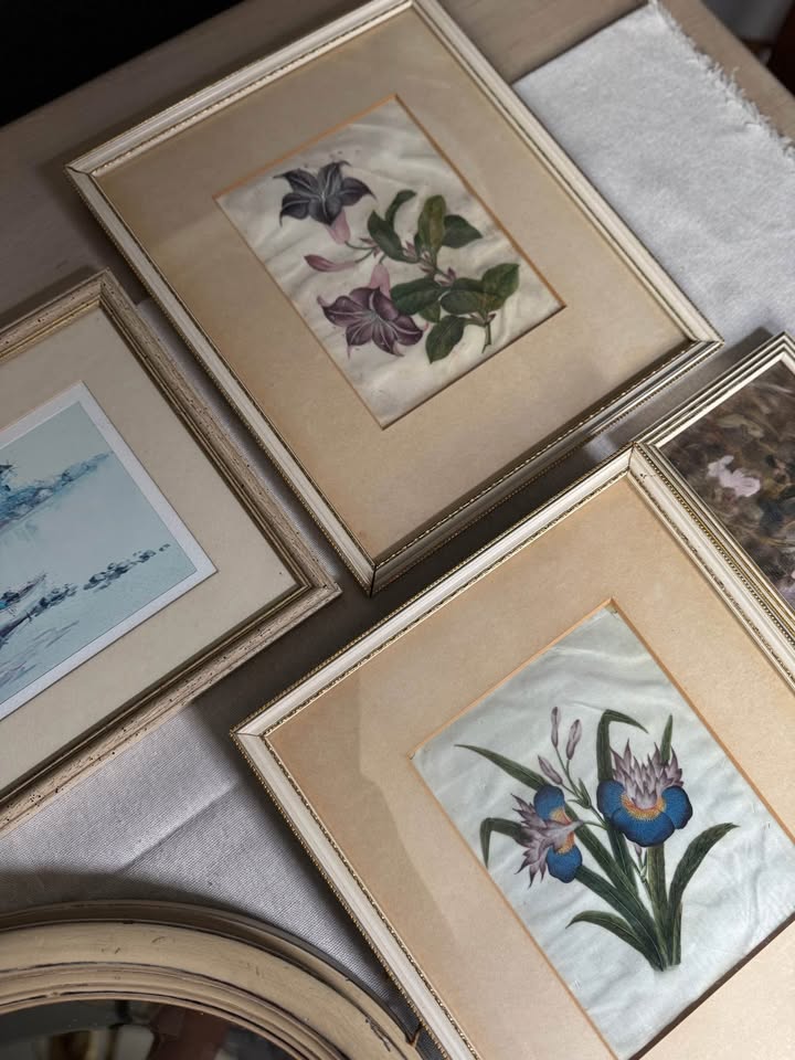 Vintage Light Gallery Wall Set with Vintage Prints + Oval Mirror ( x 10 )