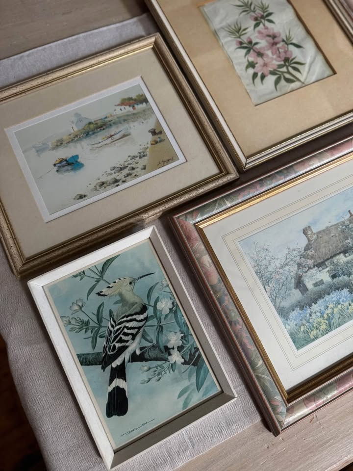 Vintage Light Gallery Wall Set with Vintage Prints + Oval Mirror ( x 10 )