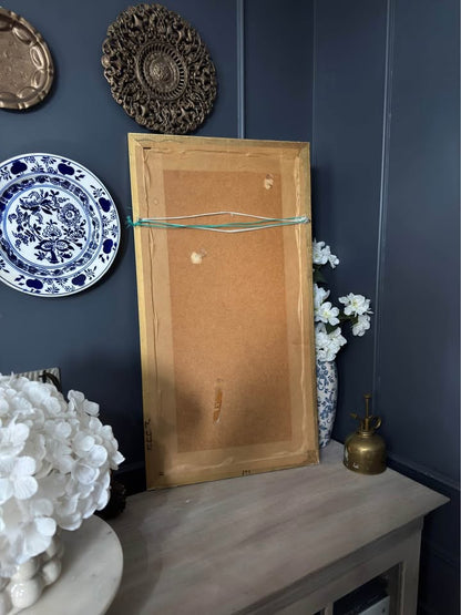 Vintage Gold Wooden Framed Small Mirror with Hanging Hook