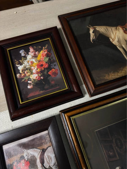 Vintage Victorian Themed Gallery Wall Set : Prints + Mix of Mahogany Frames ( x10 )