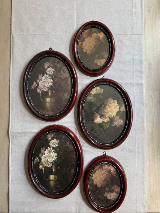 Vintage Styled Oval Burgundy Resin Frames