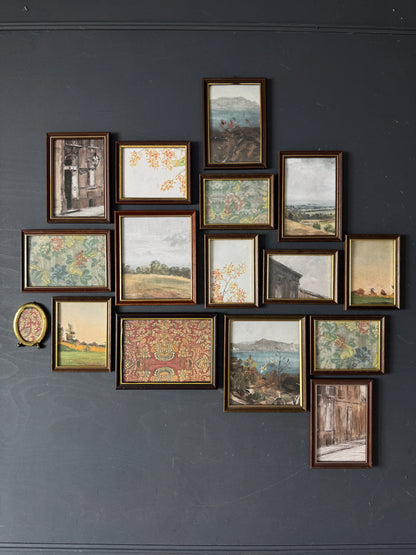 Vintage Themed Gallery Wall Set with Mix of Wooden Mini Frames ( x 16 )