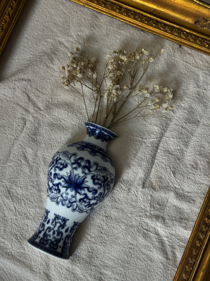 Vintage Gallery Wall Set | Gold Ornate Frame with Vase Trio & Dried Flowers | Decorative Wall Decor