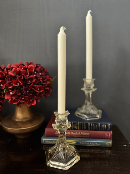French Themed Vintage Vintage Glass Candlesticks Pair