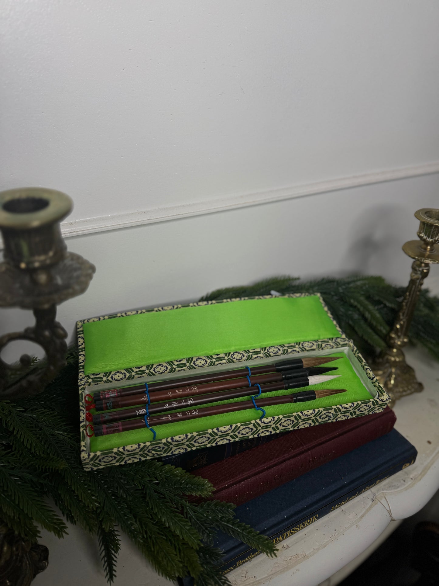 Vintage 1980s Chinese Paintbrush Set with Natural Bristles |Calligraphy Set