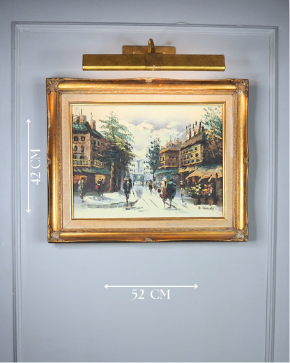Vintage V.Burnett Midcentury Impressionist Oil Painting, Paris Street Scene