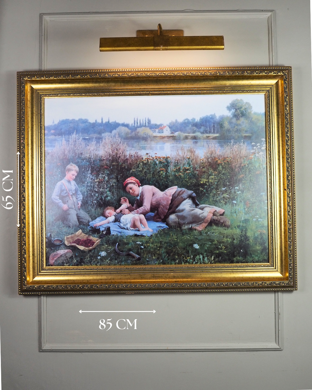 Daniel Ridgway Knight -"Noonday Repast" Large Vintage Print In Gilt Frame