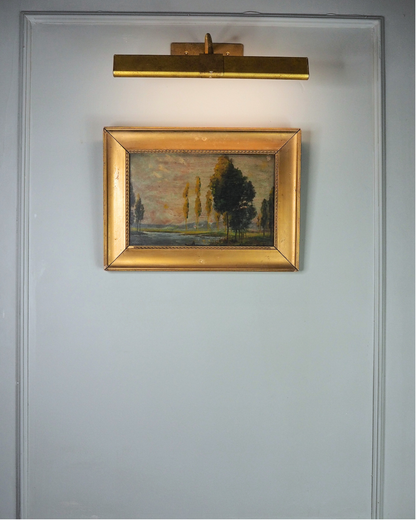 Antique Dark Landscape Oil Painting French Style Windswept Trees
