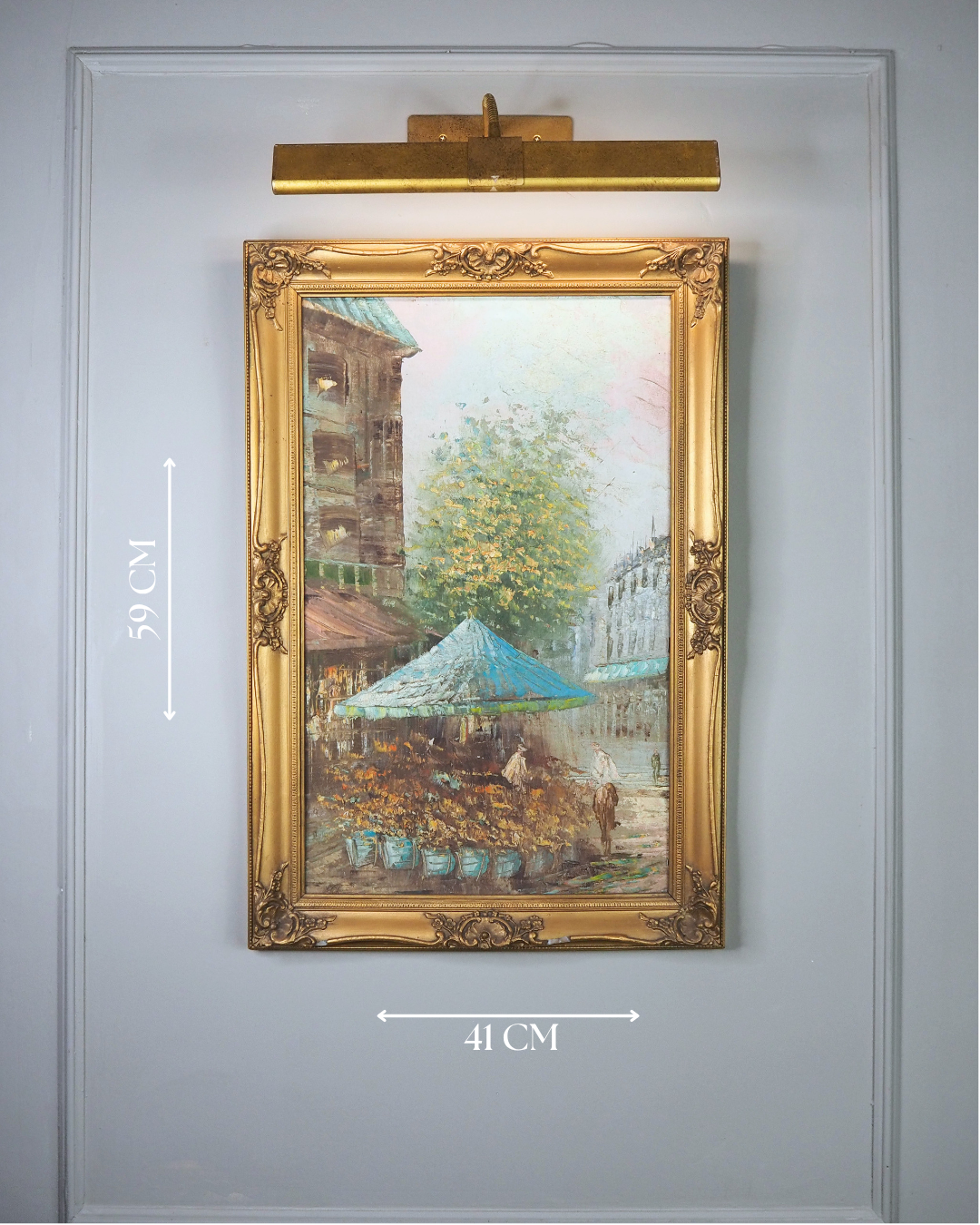 Paris Street Scene Oil Painting, Impressionist, Antique Gilt Frame, 1930s