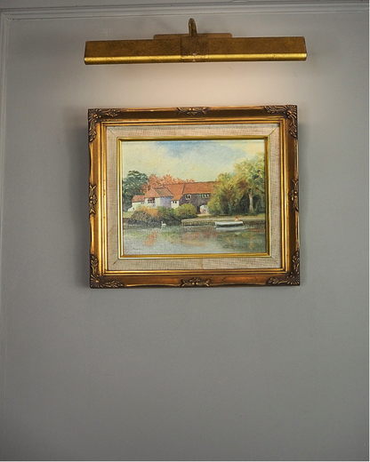 Vintage Country Village Oil Painting | Signed Linnel Landscape Art