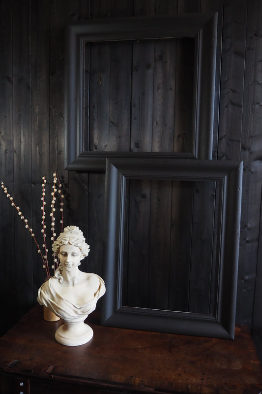 Large Vintage Black Distressed Upcycled Solid Wood Frame- The York