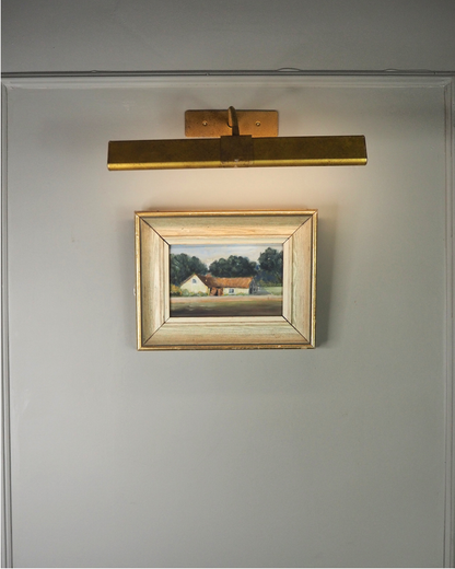 Early 20th Century Rural Countryside Landscape Oil Painting in White Frame