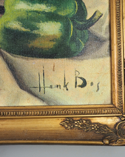 Vintage Henk Bos Still Life Framed Textured Print | Dutch Fruit & Brass Jug Wall Art