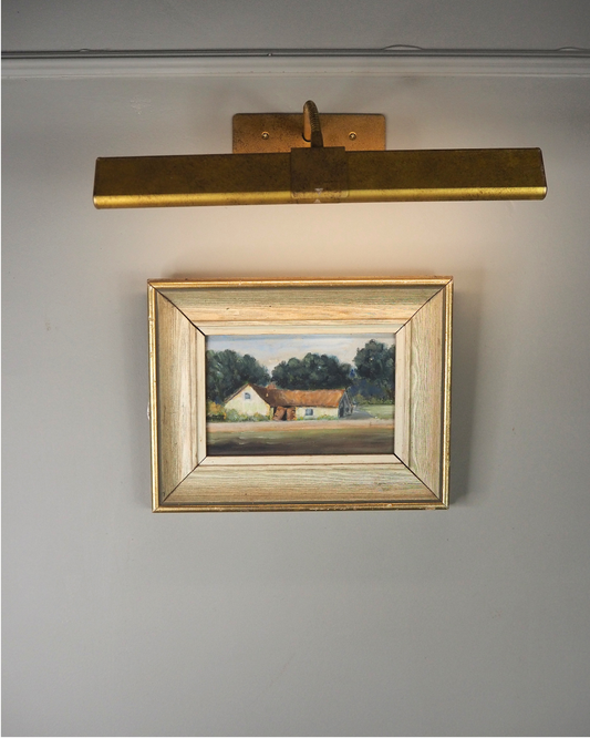 Early 20th Century Rural Countryside Landscape Oil Painting in White Frame