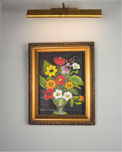 Golden Grandeur Blooms - Vintage Oil Painting in Hungarian Ornate Frame