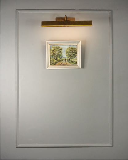 1923 Oil Painting by M Hodes in White  Small Vintage Frame