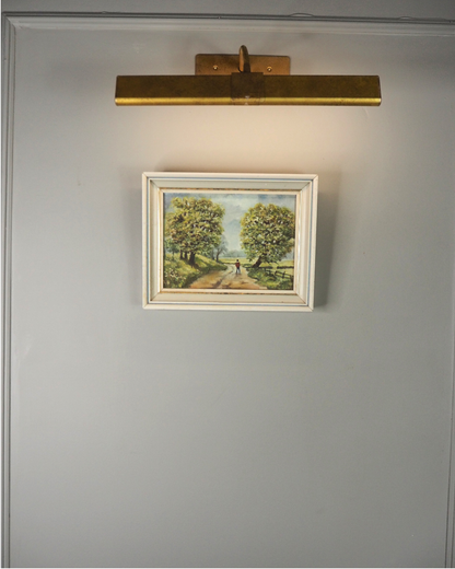 1923 Oil Painting by M Hodes in White  Small Vintage Frame