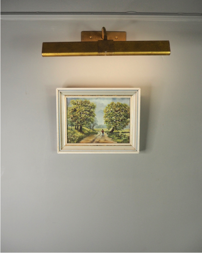 1923 Oil Painting by M Hodes in White  Small Vintage Frame