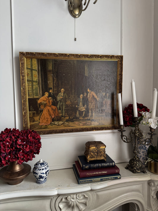 Vintage 'The Conference' by Margaret Dovaston UK Old Antique Framed Print