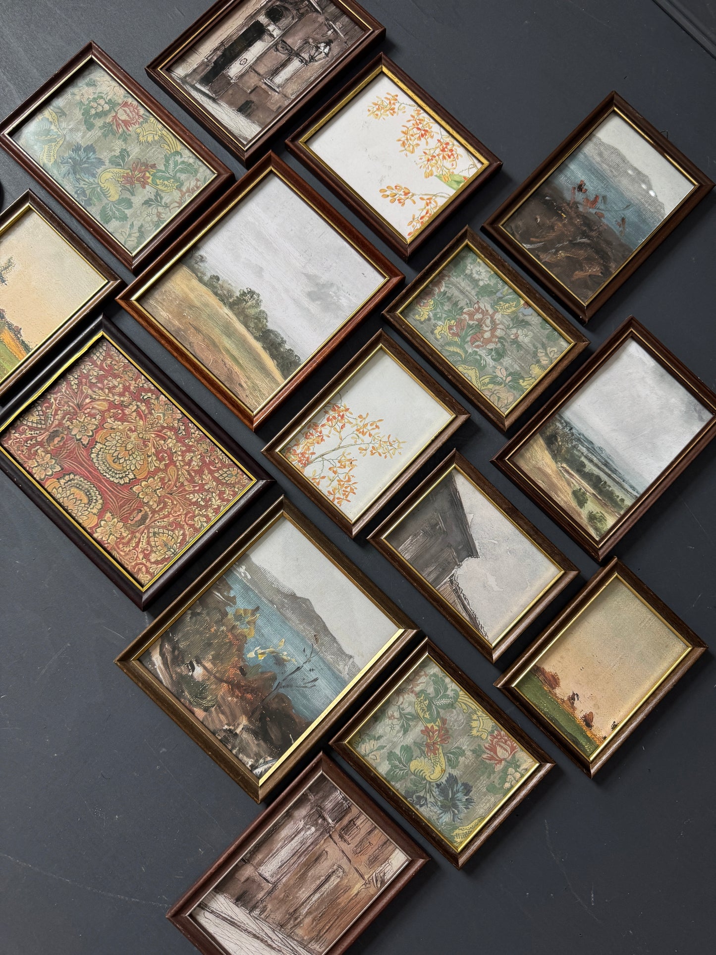 Vintage Themed Gallery Wall Set with Mix of Wooden Mini Frames ( x 16 )