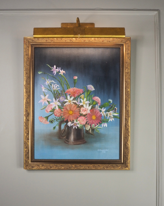 Vintage Floral Oil Painting, S. Billington, Gold Gilt Frame (53 x 42 cm)